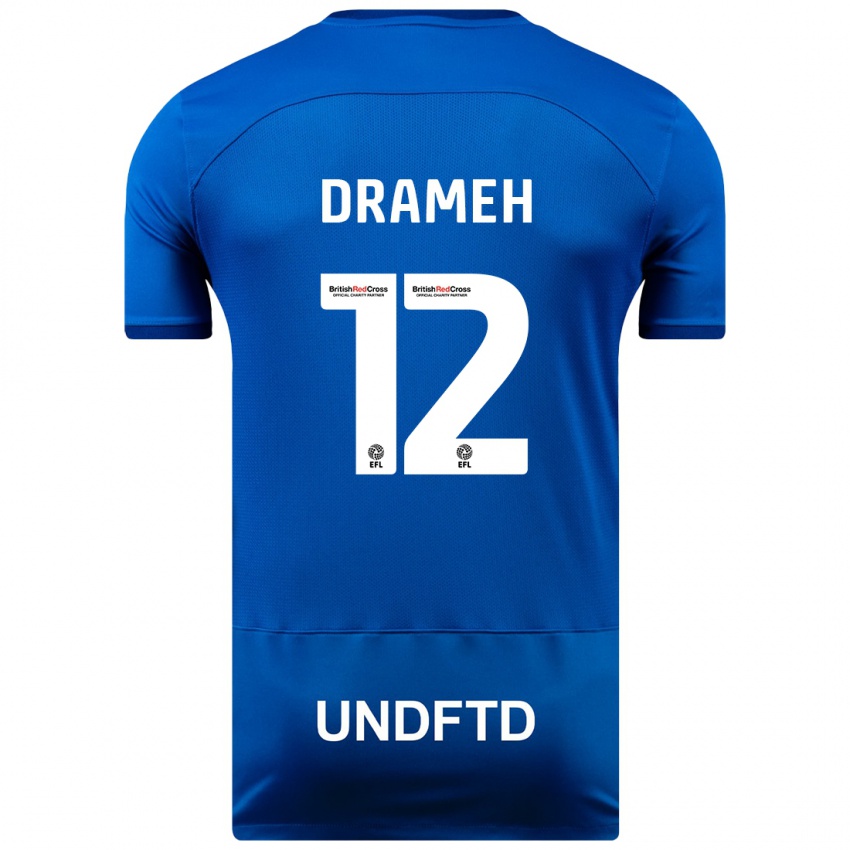 Mænd Cody Drameh #12 Blå Hjemmebane Spillertrøjer 2023/24 Trøje T-Shirt