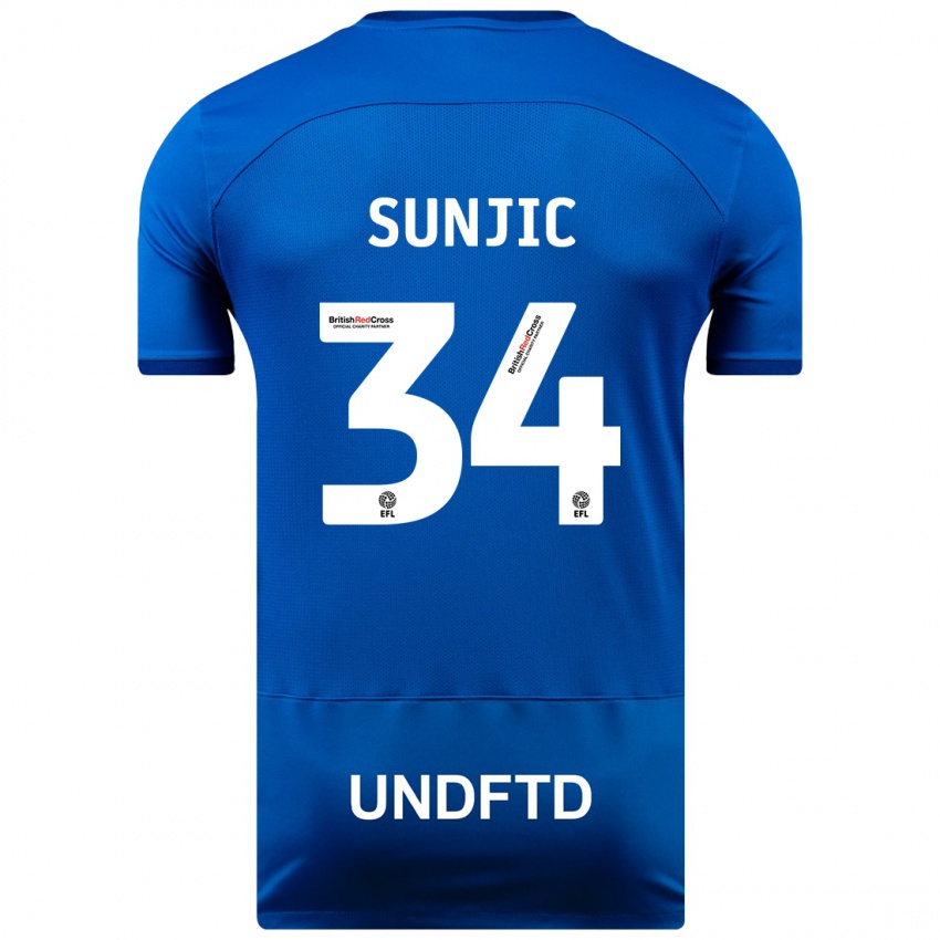 Mænd Ivan Sunjic #34 Blå Hjemmebane Spillertrøjer 2023/24 Trøje T-Shirt