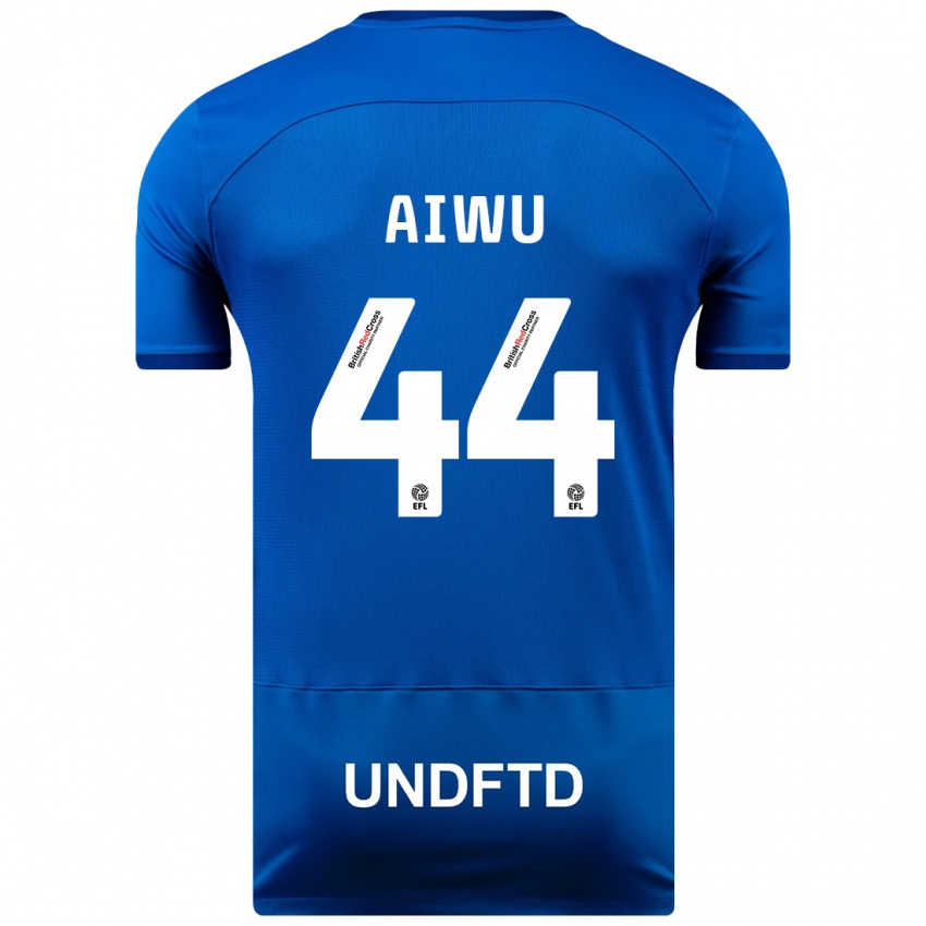 Mænd Emanuel Aiwu #44 Blå Hjemmebane Spillertrøjer 2023/24 Trøje T-Shirt