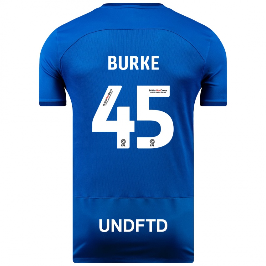Mænd Oliver Burke #45 Blå Hjemmebane Spillertrøjer 2023/24 Trøje T-Shirt