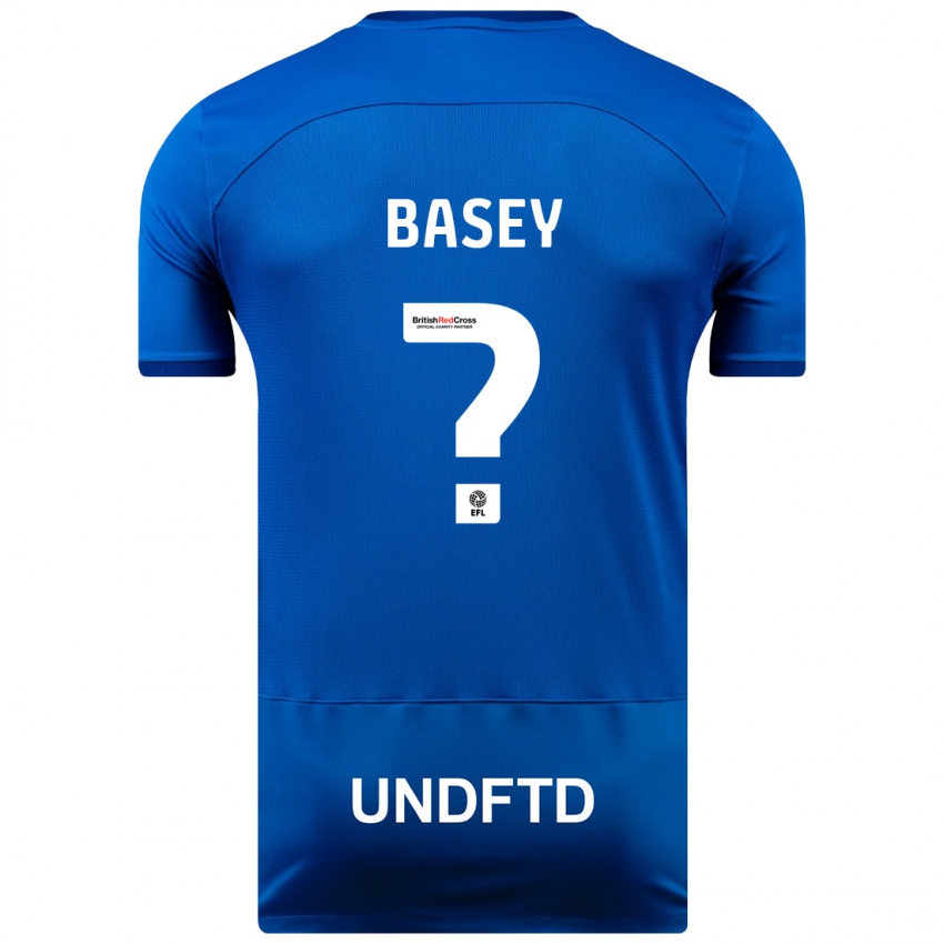 Mænd Oliver Basey #0 Blå Hjemmebane Spillertrøjer 2023/24 Trøje T-Shirt