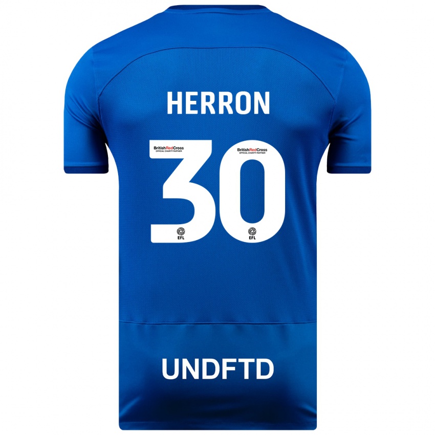 Mænd Neve Herron #30 Blå Hjemmebane Spillertrøjer 2023/24 Trøje T-Shirt