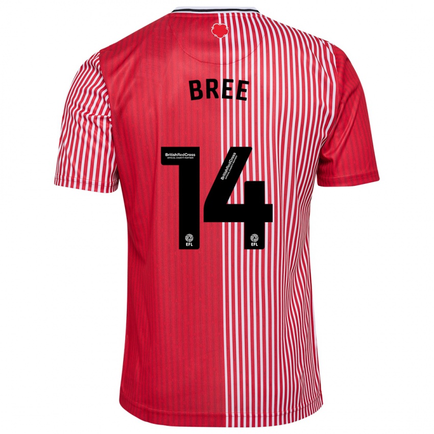 Mænd James Bree #14 Rød Hjemmebane Spillertrøjer 2023/24 Trøje T-Shirt