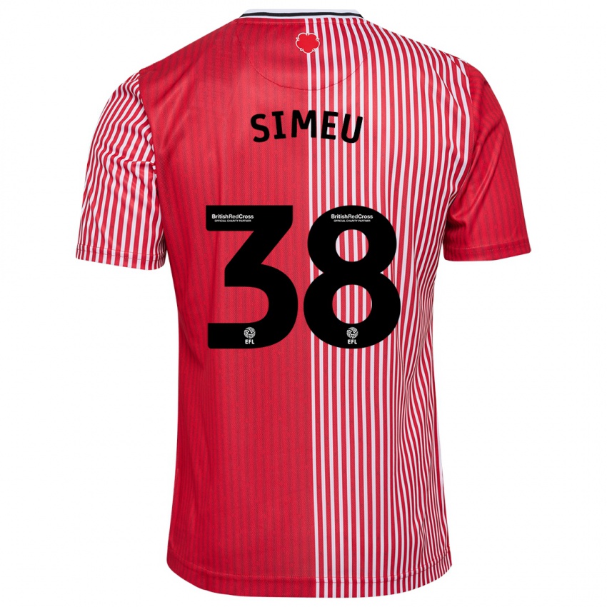 Mænd Dynel Simeu #38 Rød Hjemmebane Spillertrøjer 2023/24 Trøje T-Shirt