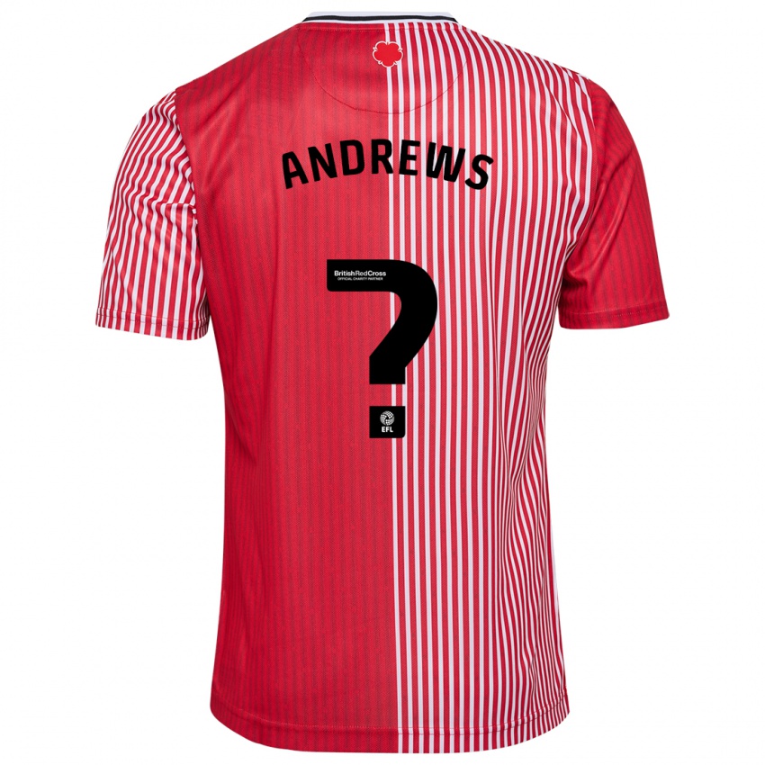 Mænd Joe Andrews #0 Rød Hjemmebane Spillertrøjer 2023/24 Trøje T-Shirt