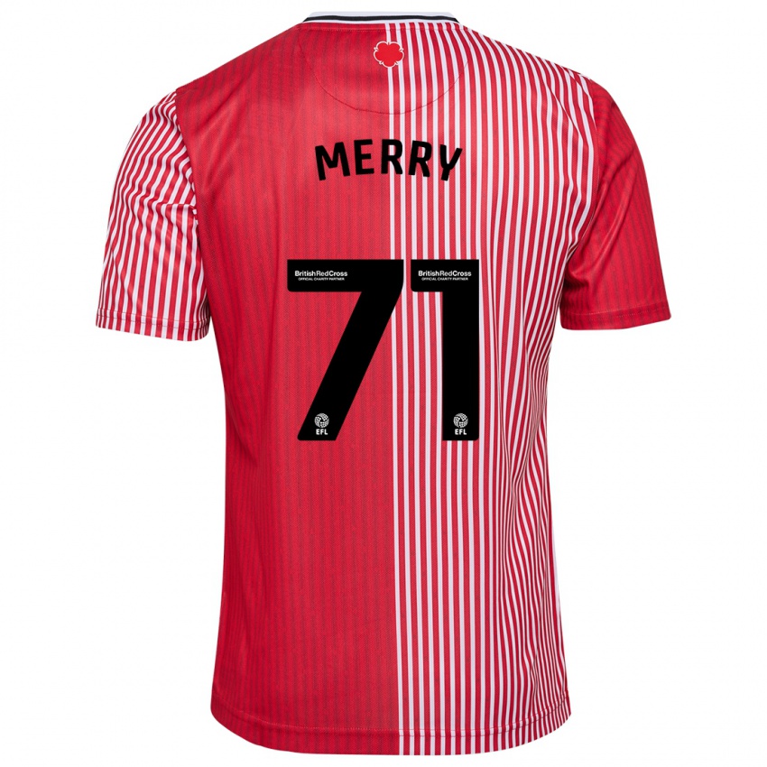 Mænd Will Merry #71 Rød Hjemmebane Spillertrøjer 2023/24 Trøje T-Shirt