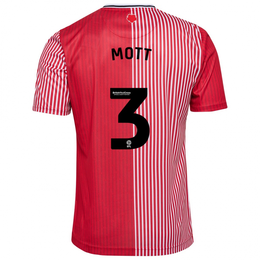 Mænd Millicent Mott #3 Rød Hjemmebane Spillertrøjer 2023/24 Trøje T-Shirt