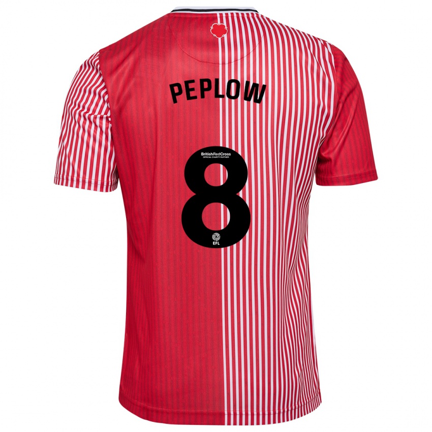 Mænd Chloe Peplow #8 Rød Hjemmebane Spillertrøjer 2023/24 Trøje T-Shirt