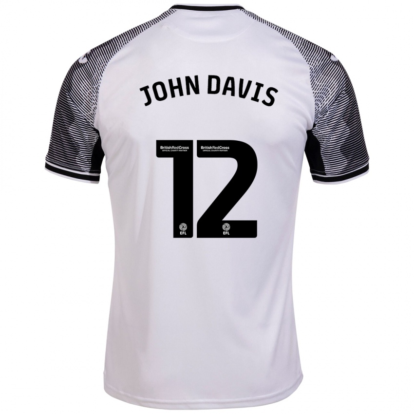 Mænd Stacey John-Davis #12 Hvid Hjemmebane Spillertrøjer 2023/24 Trøje T-Shirt
