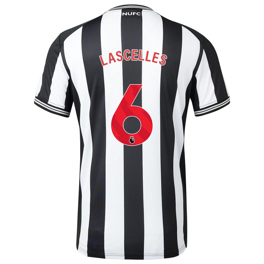 Mænd Jamaal Lascelles #6 Sort Hvid Hjemmebane Spillertrøjer 2023/24 Trøje T-Shirt