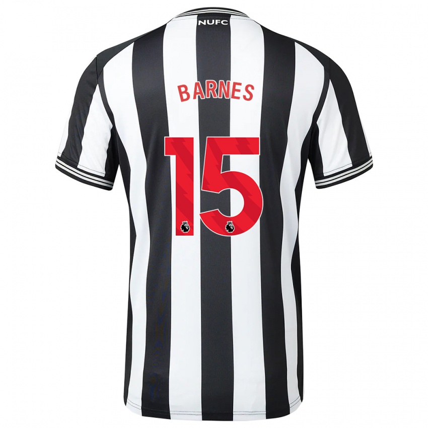 Mænd Harvey Barnes #15 Sort Hvid Hjemmebane Spillertrøjer 2023/24 Trøje T-Shirt