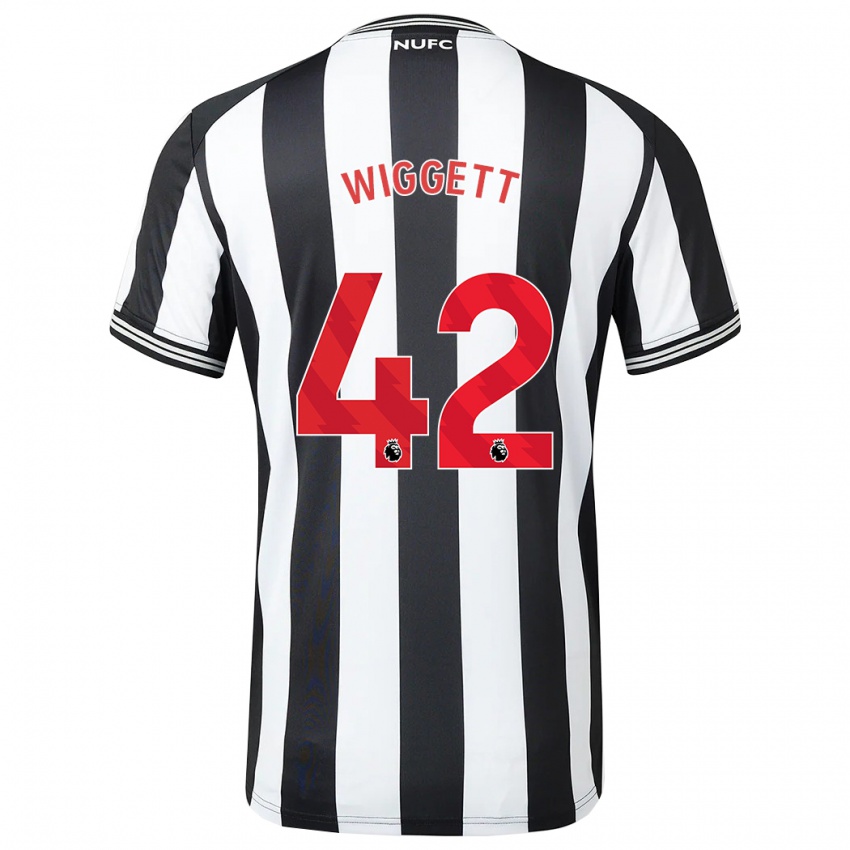Mænd Charlie Wiggett #42 Sort Hvid Hjemmebane Spillertrøjer 2023/24 Trøje T-Shirt