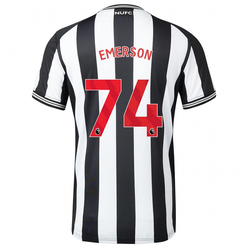 Mænd Johnny Emerson #74 Sort Hvid Hjemmebane Spillertrøjer 2023/24 Trøje T-Shirt