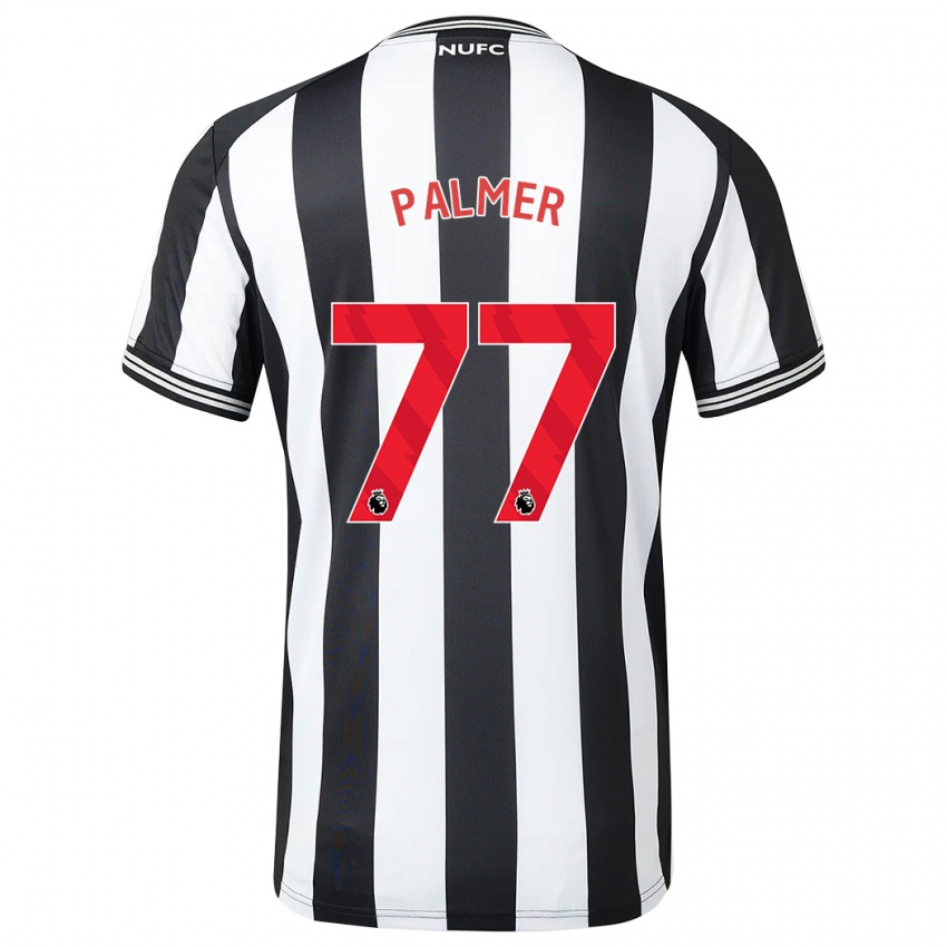 Mænd Darren Palmer #77 Sort Hvid Hjemmebane Spillertrøjer 2023/24 Trøje T-Shirt