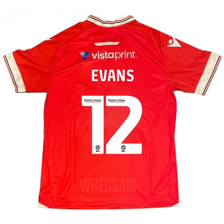Mænd George Evans #12 Rød Hjemmebane Spillertrøjer 2023/24 Trøje T-Shirt