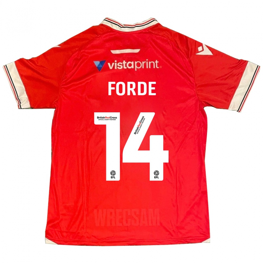 Mænd Anthony Forde #14 Rød Hjemmebane Spillertrøjer 2023/24 Trøje T-Shirt