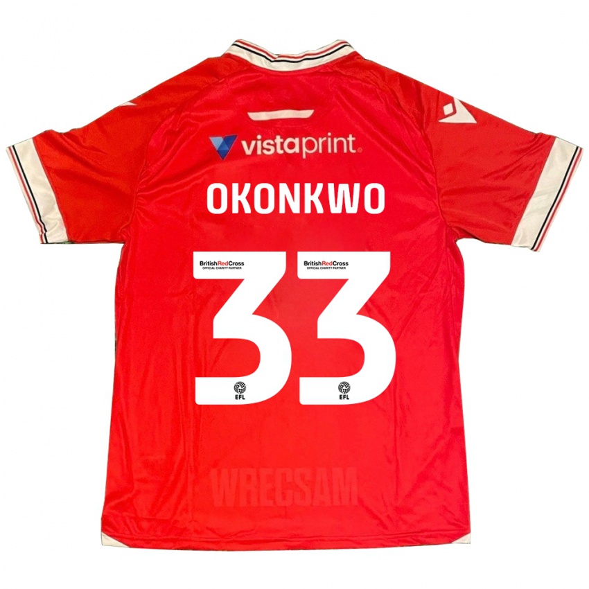 Mænd Arthur Okonkwo #33 Rød Hjemmebane Spillertrøjer 2023/24 Trøje T-Shirt