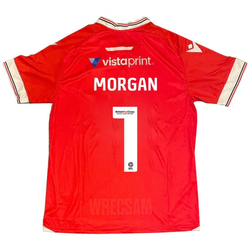 Mænd Delyth Morgan #1 Rød Hjemmebane Spillertrøjer 2023/24 Trøje T-Shirt