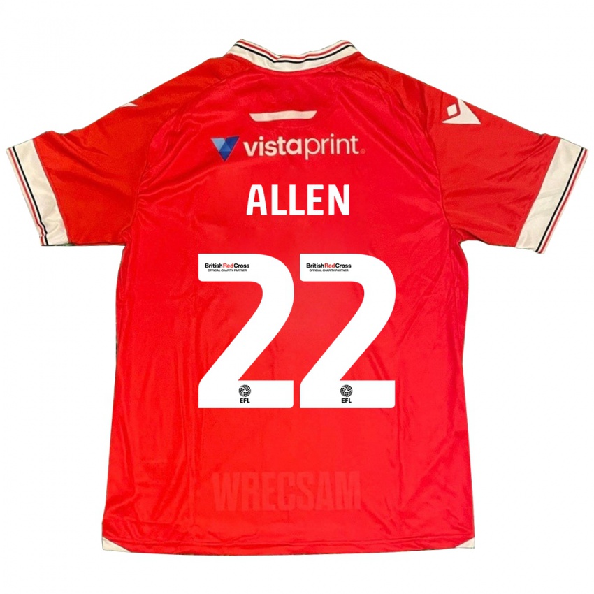 Mænd Keren Allen #22 Rød Hjemmebane Spillertrøjer 2023/24 Trøje T-Shirt