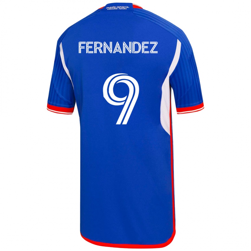 Mænd Leandro Fernández #9 Blå Hjemmebane Spillertrøjer 2023/24 Trøje T-Shirt