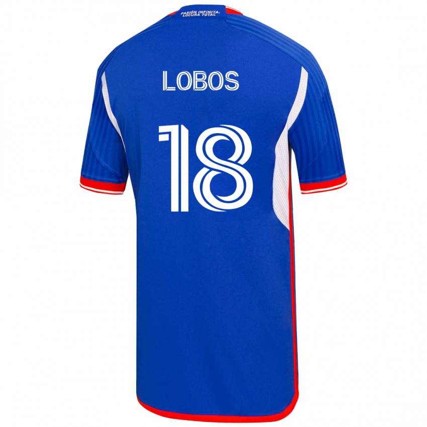 Mænd Franco Lobos #18 Blå Hjemmebane Spillertrøjer 2023/24 Trøje T-Shirt