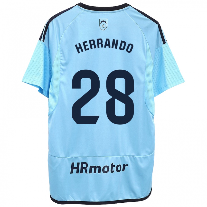 Mænd Jorge Herrando #28 Blå Udebane Spillertrøjer 2023/24 Trøje T-Shirt