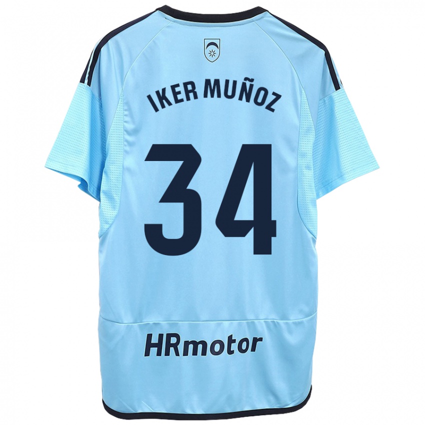 Mænd Iker Muñoz #34 Blå Udebane Spillertrøjer 2023/24 Trøje T-Shirt