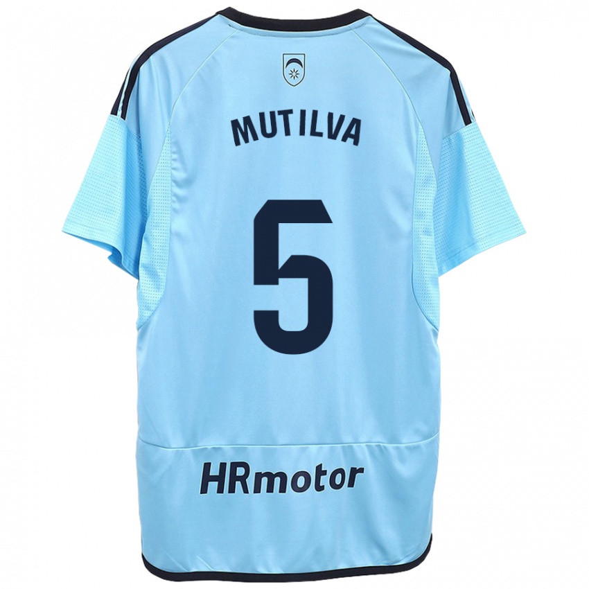 Mænd Christian Mutilva #5 Blå Udebane Spillertrøjer 2023/24 Trøje T-Shirt