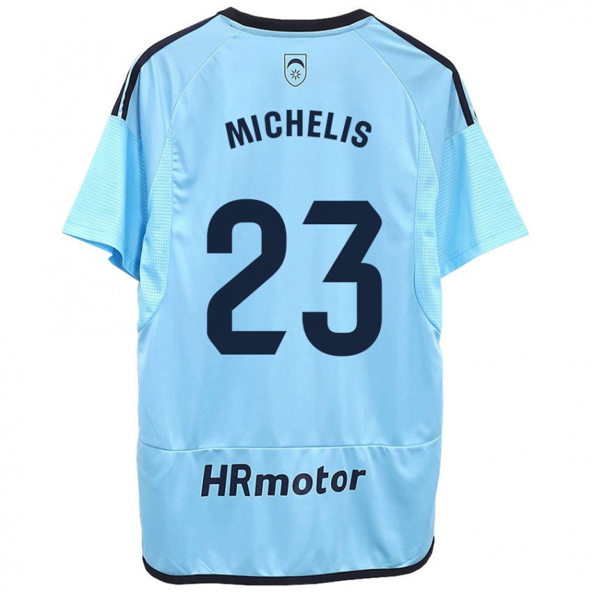 Mænd Nikolaos Michelis #23 Blå Udebane Spillertrøjer 2023/24 Trøje T-Shirt