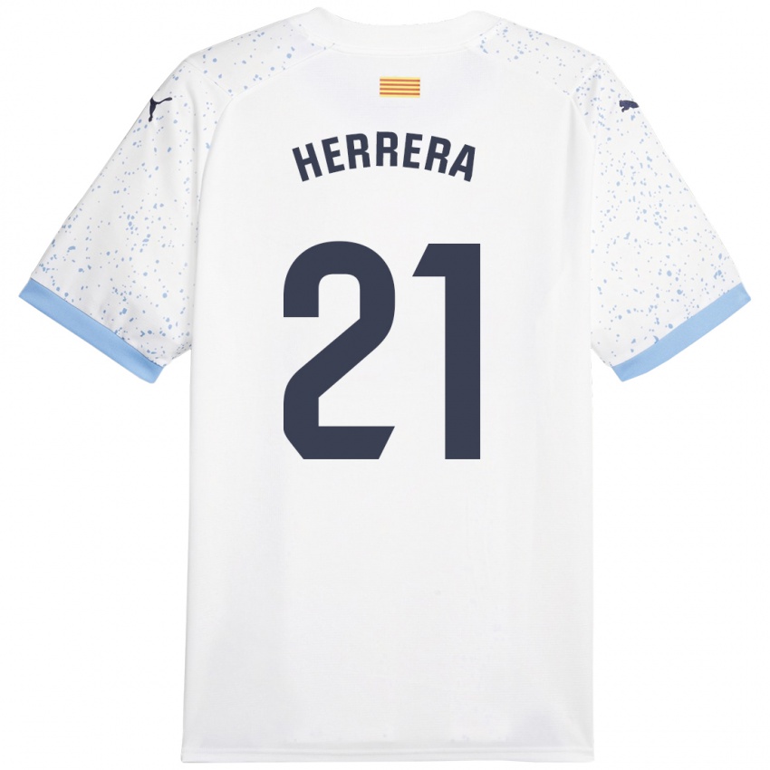 Mænd Yangel Herrera #21 Hvid Udebane Spillertrøjer 2023/24 Trøje T-Shirt