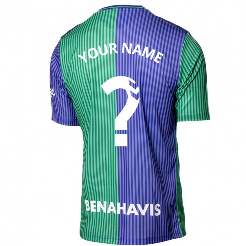 Mænd Dit Navn #0 Grøn Blå Udebane Spillertrøjer 2023/24 Trøje T-Shirt