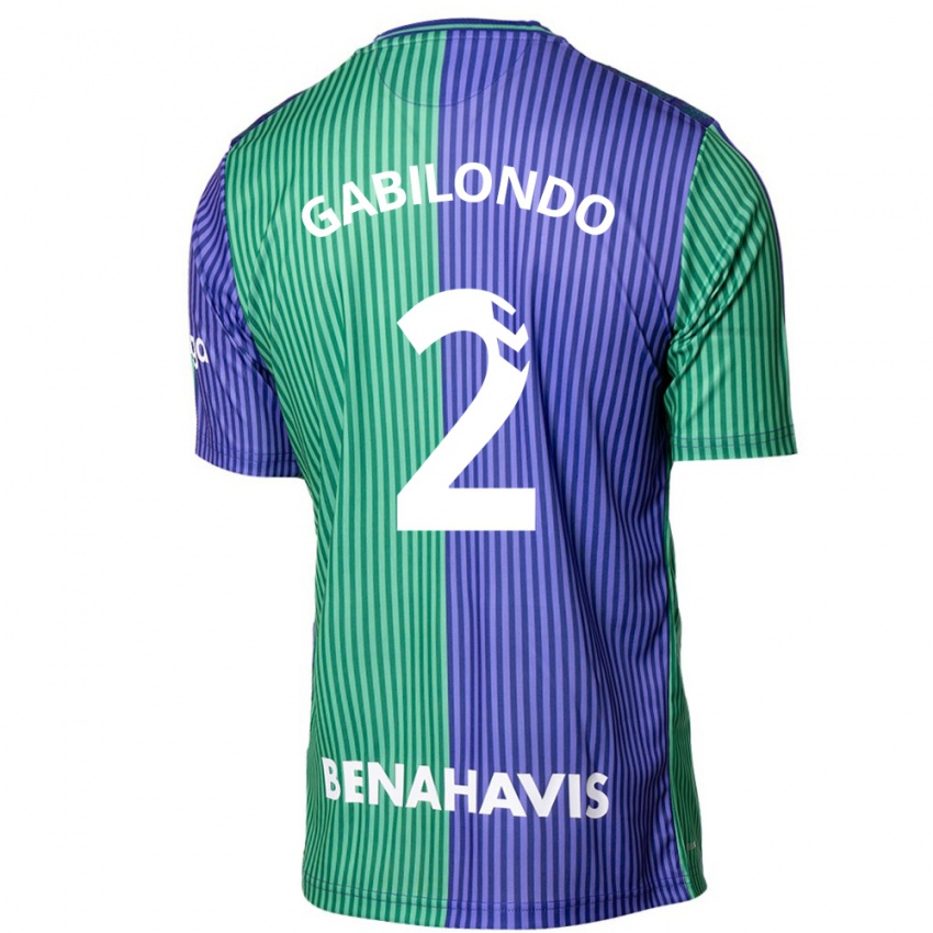 Mænd Jokin Gabilondo #2 Grøn Blå Udebane Spillertrøjer 2023/24 Trøje T-Shirt