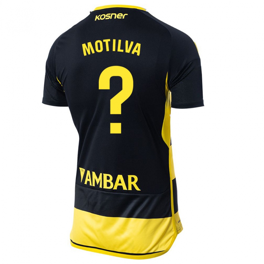 Mænd Adrián Motilva #0 Sort Gul Udebane Spillertrøjer 2023/24 Trøje T-Shirt