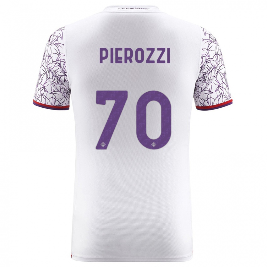 Mænd Niccolo Pierozzi #70 Hvid Udebane Spillertrøjer 2023/24 Trøje T-Shirt