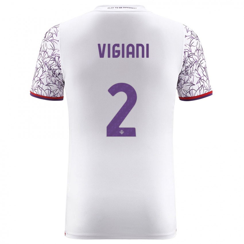 Mænd Lorenzo Vigiani #2 Hvid Udebane Spillertrøjer 2023/24 Trøje T-Shirt
