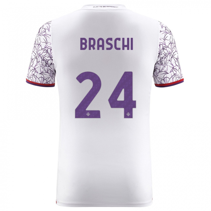 Mænd Riccardo Braschi #24 Hvid Udebane Spillertrøjer 2023/24 Trøje T-Shirt