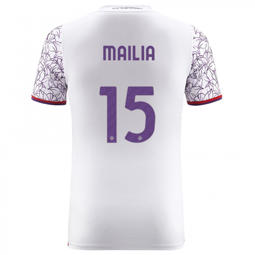 Mænd Siria Mailia #15 Hvid Udebane Spillertrøjer 2023/24 Trøje T-Shirt