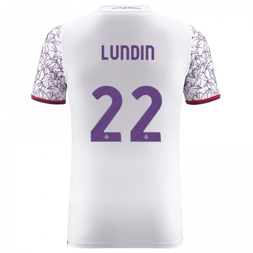 Mænd Karin Lundin #22 Hvid Udebane Spillertrøjer 2023/24 Trøje T-Shirt