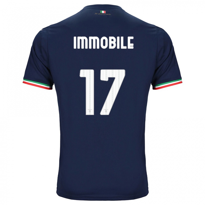 Mænd Ciro Immobile #17 Flåde Udebane Spillertrøjer 2023/24 Trøje T-Shirt