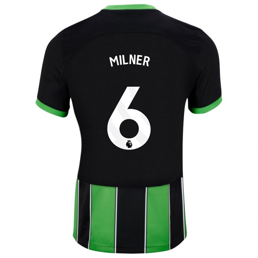 Mænd James Milner #6 Sort Grøn Udebane Spillertrøjer 2023/24 Trøje T-Shirt