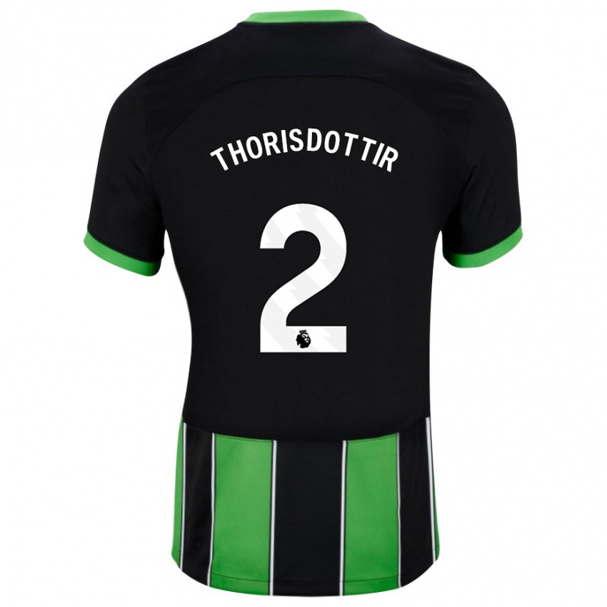 Mænd Maria Thorisdottir #2 Sort Grøn Udebane Spillertrøjer 2023/24 Trøje T-Shirt