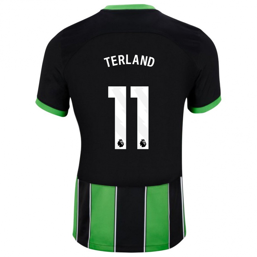 Mænd Elisabeth Terland #11 Sort Grøn Udebane Spillertrøjer 2023/24 Trøje T-Shirt