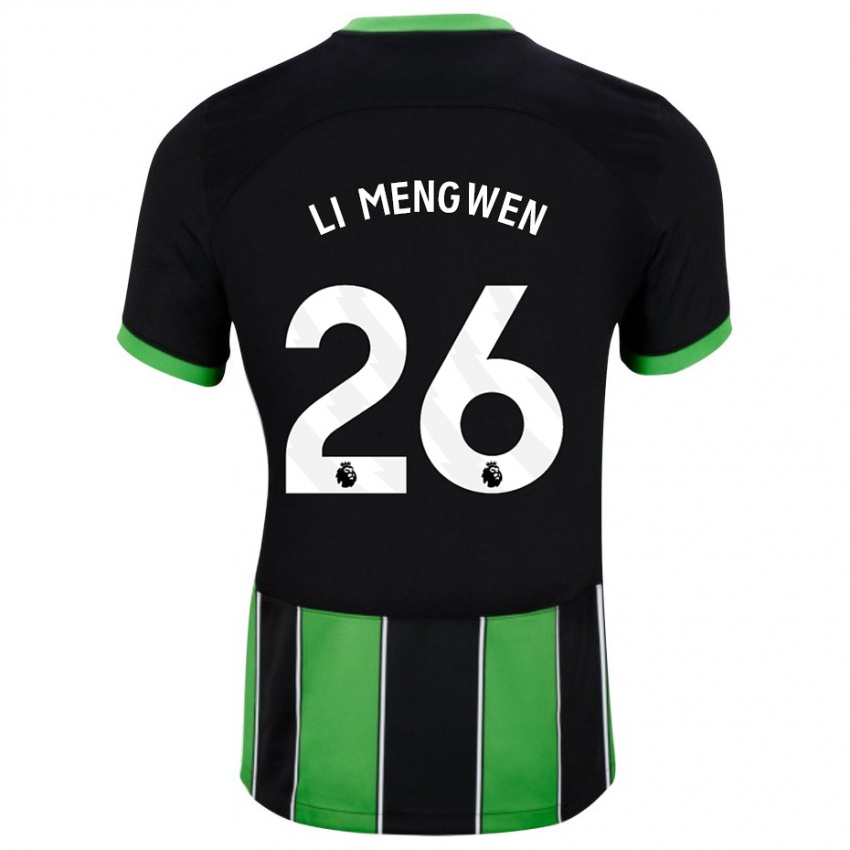 Mænd Li Mengwen #26 Sort Grøn Udebane Spillertrøjer 2023/24 Trøje T-Shirt