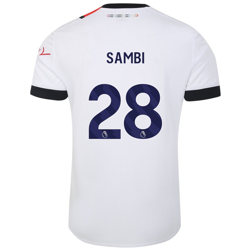 Mænd Albert Sambi Lokonga #28 Hvid Udebane Spillertrøjer 2023/24 Trøje T-Shirt