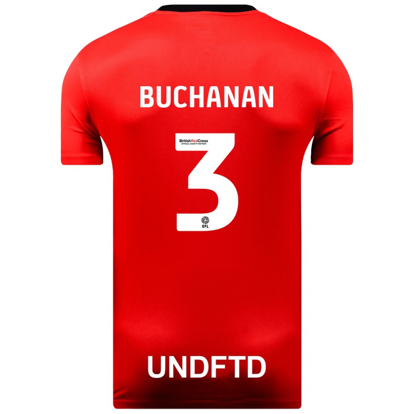 Mænd Lee Buchanan #3 Rød Udebane Spillertrøjer 2023/24 Trøje T-Shirt