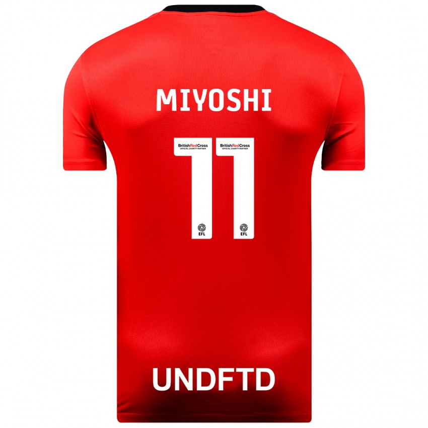 Mænd Koji Miyoshi #11 Rød Udebane Spillertrøjer 2023/24 Trøje T-Shirt