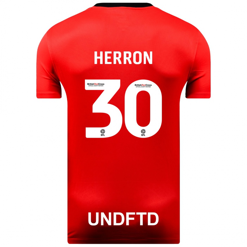 Mænd Neve Herron #30 Rød Udebane Spillertrøjer 2023/24 Trøje T-Shirt