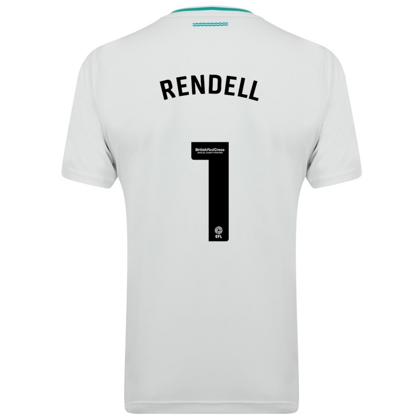 Mænd Kayla Rendell #1 Hvid Udebane Spillertrøjer 2023/24 Trøje T-Shirt