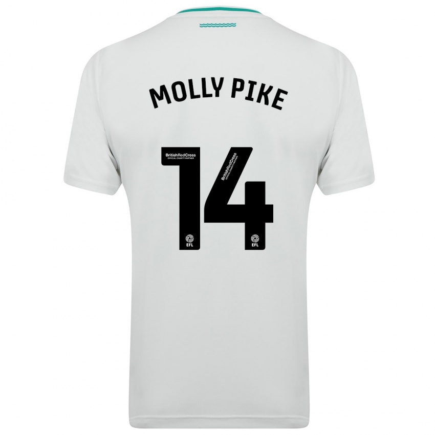 Mænd Molly Pike #14 Hvid Udebane Spillertrøjer 2023/24 Trøje T-Shirt
