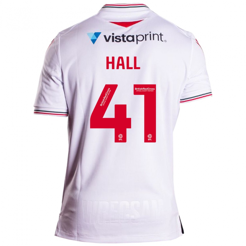 Mænd Liam Hall #41 Hvid Udebane Spillertrøjer 2023/24 Trøje T-Shirt